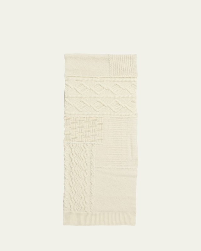 Textured Patchwork Wool Cashmere Scarf